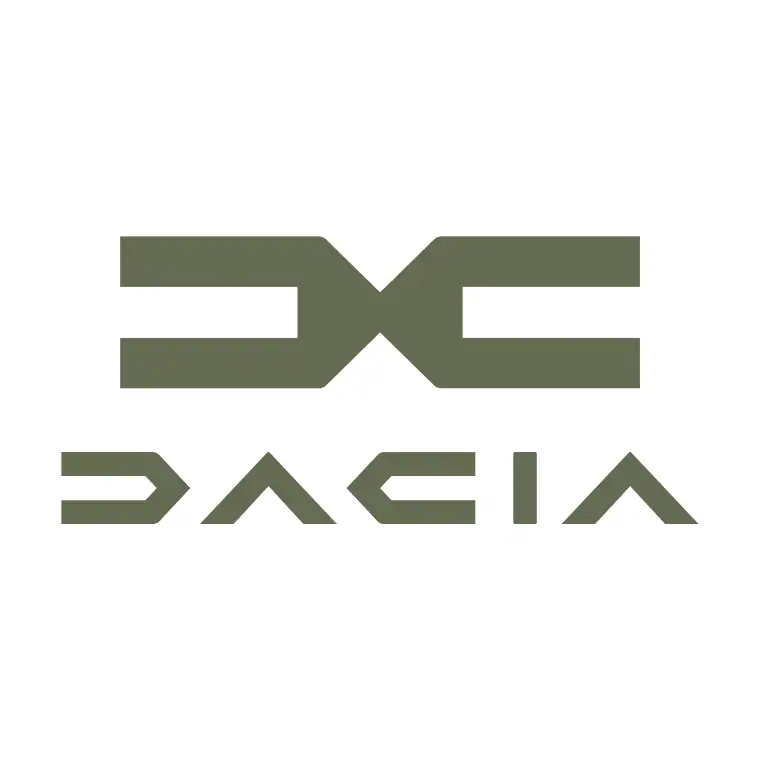 Noul logo Dacia 2021 — emblema Dacia Link geometrică și minimalistă în verde Lichen Kaki, culoarea de brand a noii identități vizuale